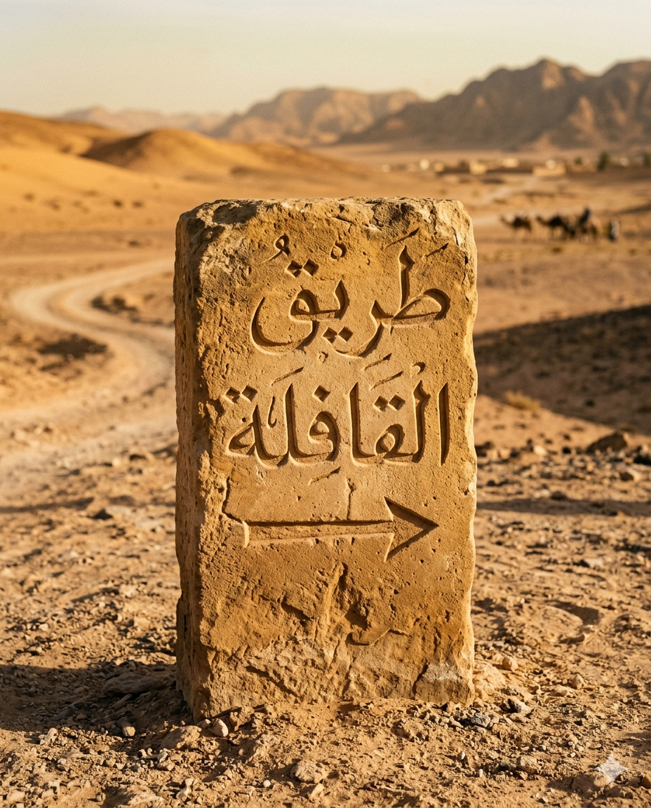 Arabic calligraphy on stone representing daleel meaning guide in Arabic