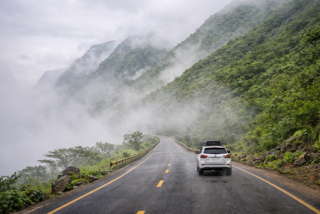 Driving Salalah Dhofar fog Khareef