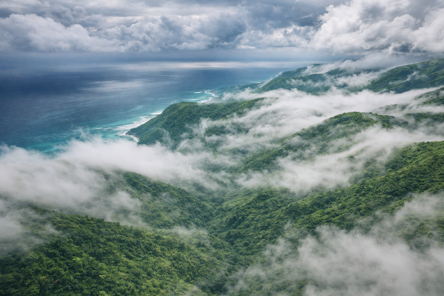 Green mountains of Salalah during Khareef monsoon season in Oman