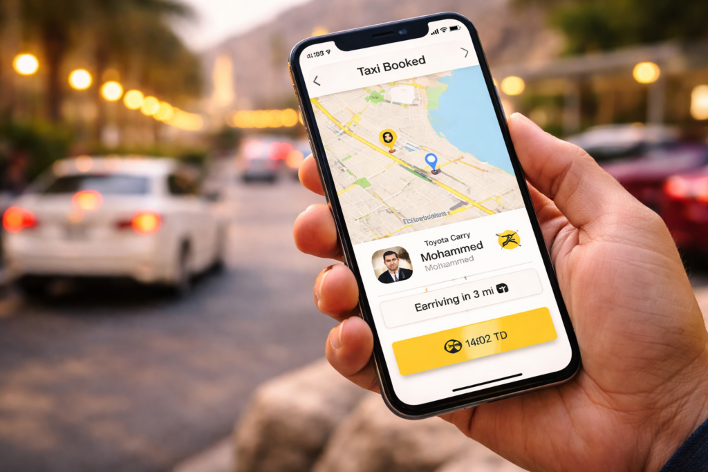 Ride-hailing app being used in Muscat